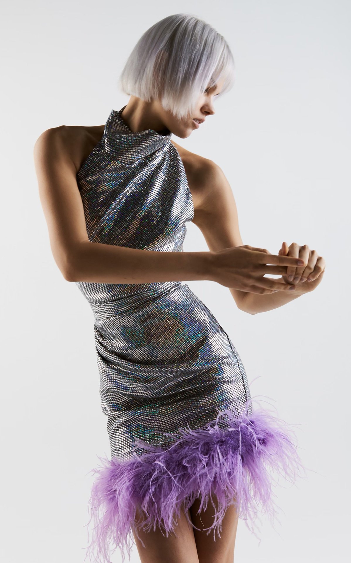 Sequin Halter-Neck Short Dress, picture 2 of 5