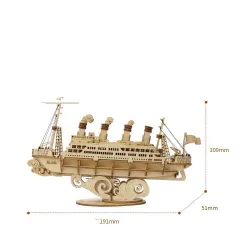 Ruodang Ruolai Wooden DIY Toy 3D Jigsaw Puzzle Piano Tower Ferris Wheel Model Birthday Gift - Cruise Ship - View 1