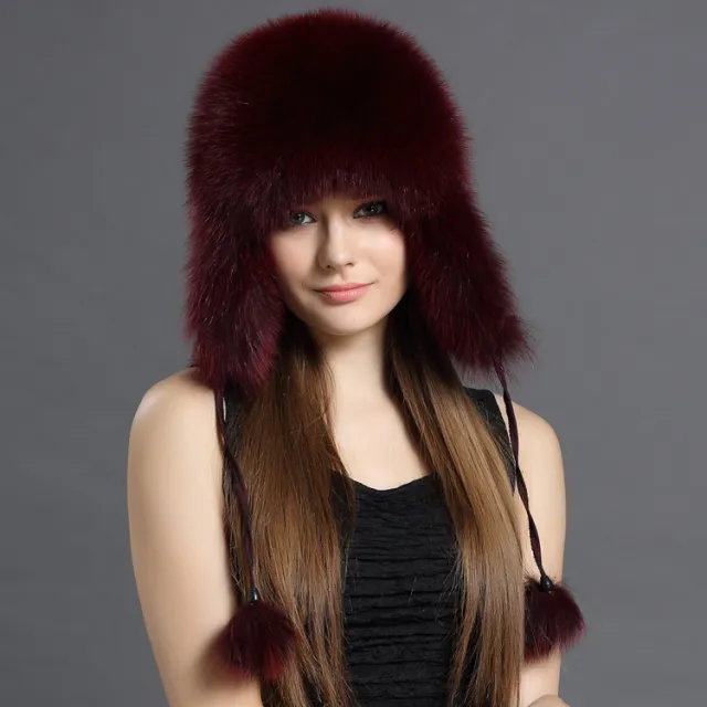Autumn And Winter Korean Fox Fur Lei Feng Hat Trend Wine Red - Shop at LoveMi