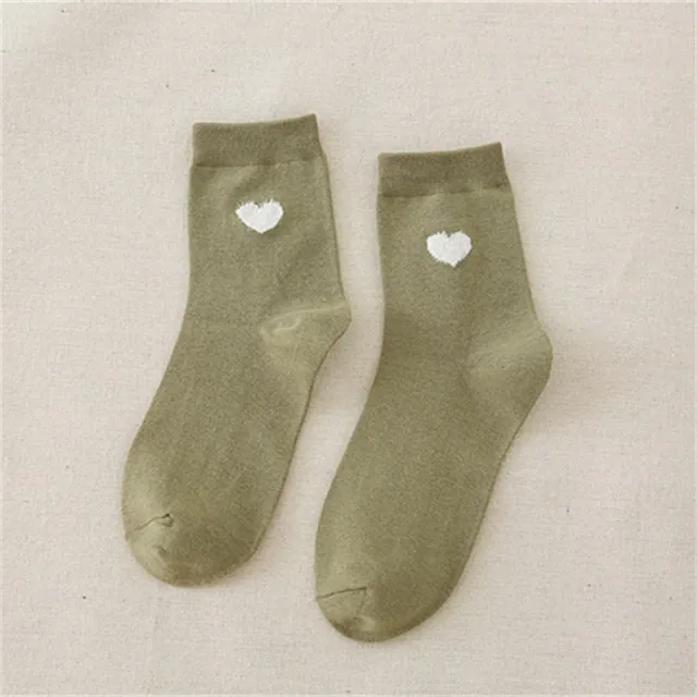 Women's Versatile Feather Yarn Love Cotton Socks Army Green - Shop at LoveMi
