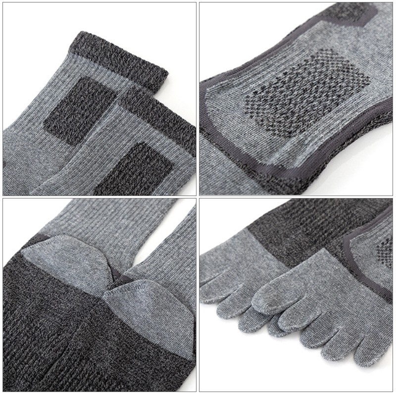 5Pairs Mens Cotton Blend Athletic Running Sports Socks Finger Toe Socks Toe Sock - photo 4
