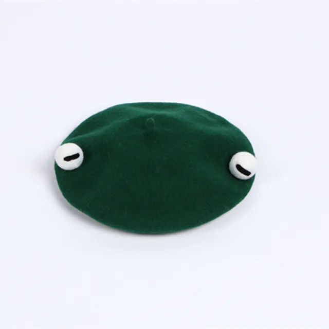 Handmade Wool Felt Cute Funny Frog Beret Forgive Green Hat Break Up Gift Green Hat Green - Shop at LoveMi