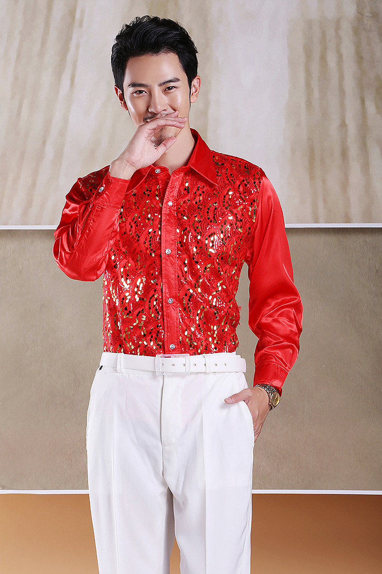 Title 3, Camicia uomo paillettes Abito performance. Bril...