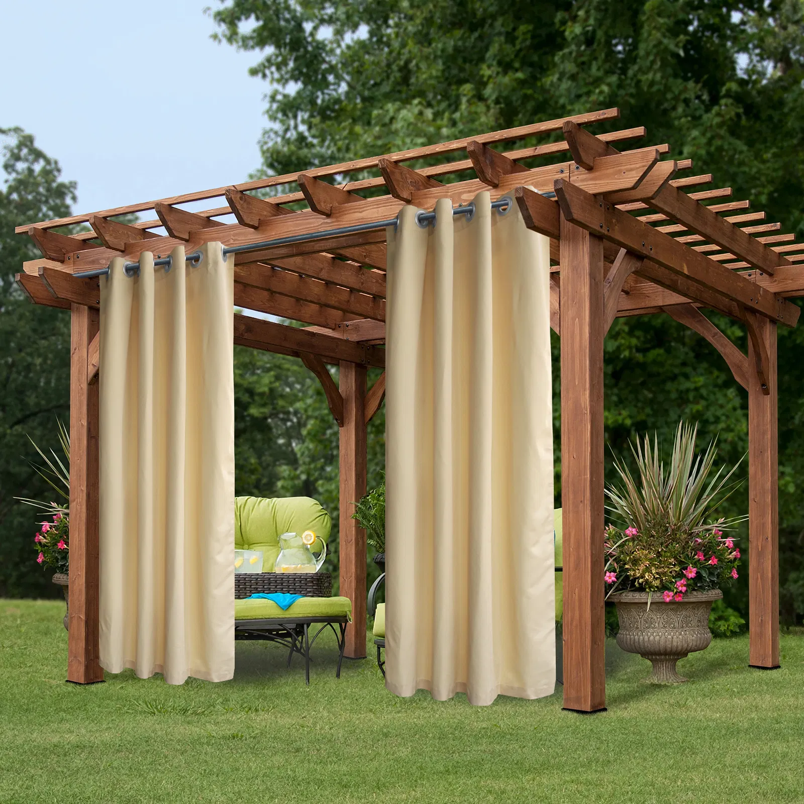50 In. X 84 In. Indoor Outdoor Curtains Grommet Curtain 1 Panel