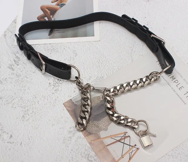 European And American Designer Personalized Metal Leather Chain Black - Shop at LoveMi