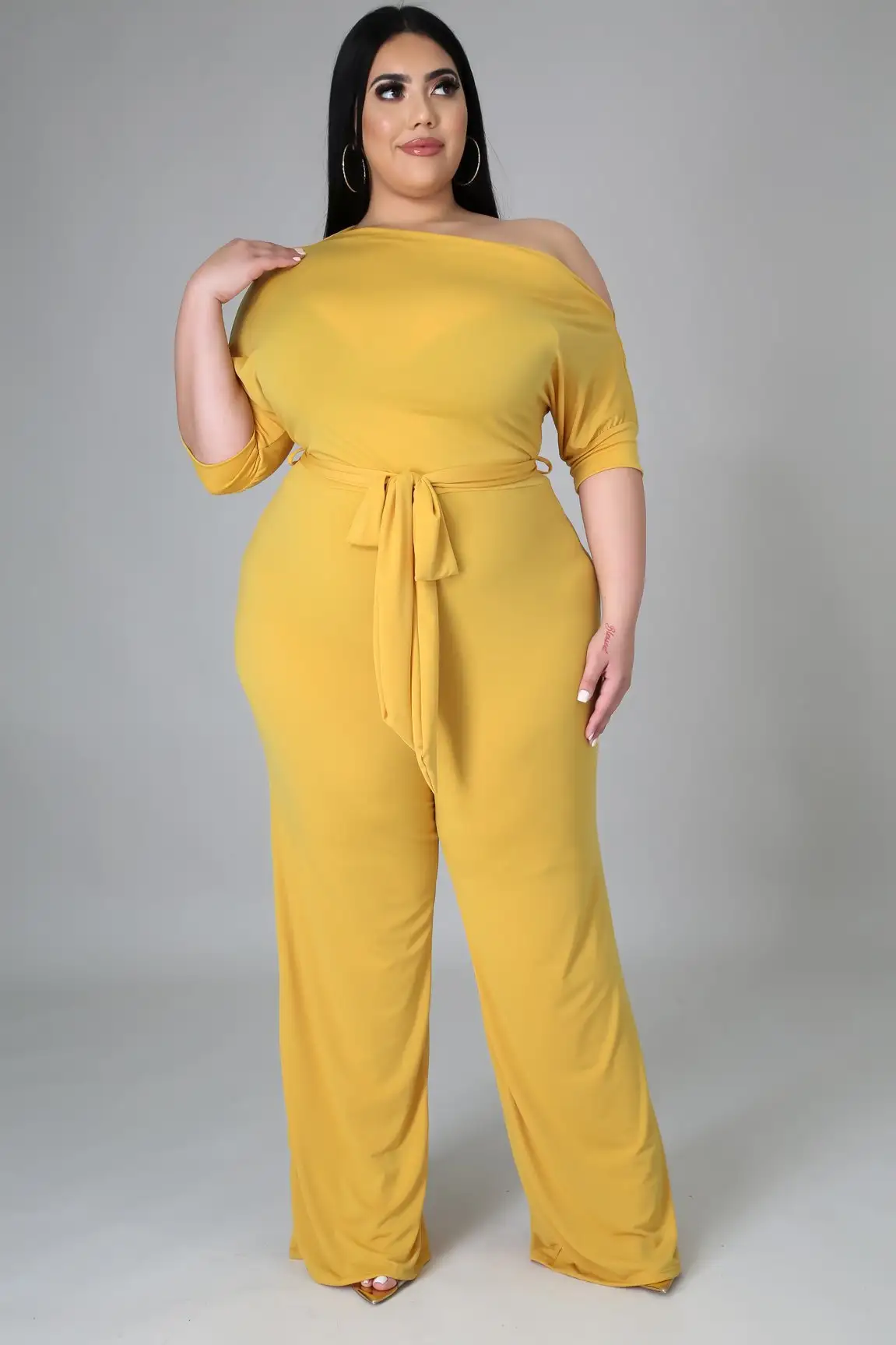 Slanted Shoulder Strap Casual Wide-leg Pants
