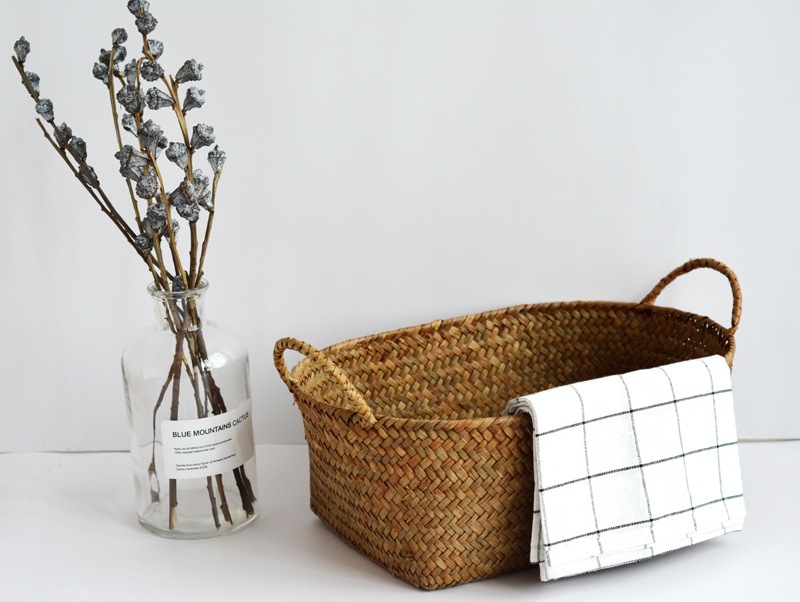 Seagrass woven table top coffee table living room storage