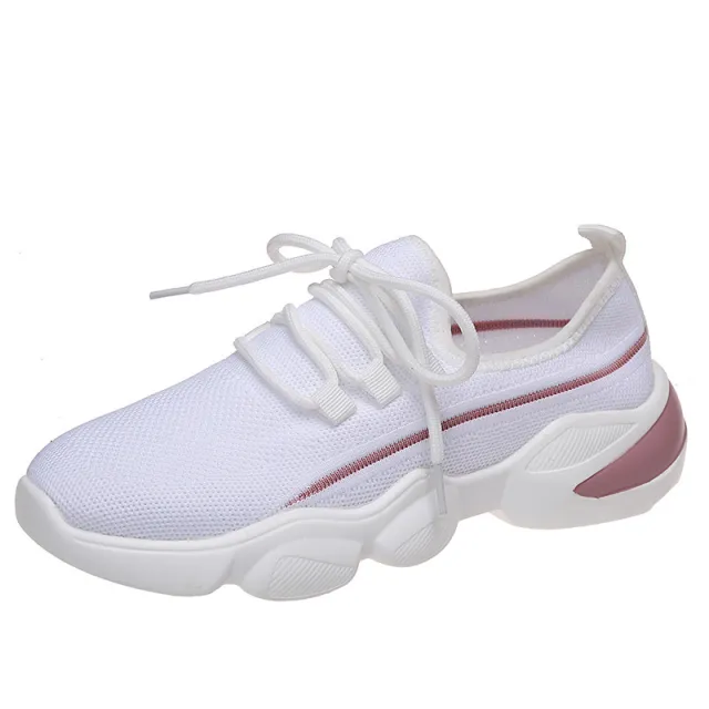 Sneakers Flying Woven Mesh Shoes Breathable Running Dad Shoes White - Shop at LoveMi