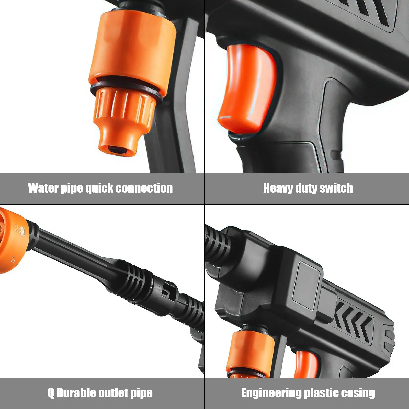 21VCordless High-Pressure Car Washer With Spray Gun And 6-in-1 Nozzle Portable Washer For Cleaning And Watering Cars, Floors, And Gardens 6