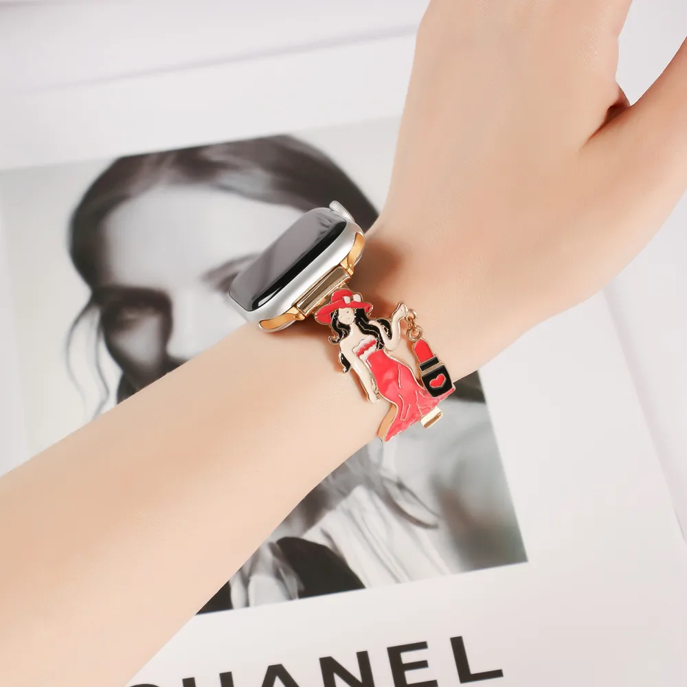 Elegant Lady Enamel Metal Watch Band for IWatch Series