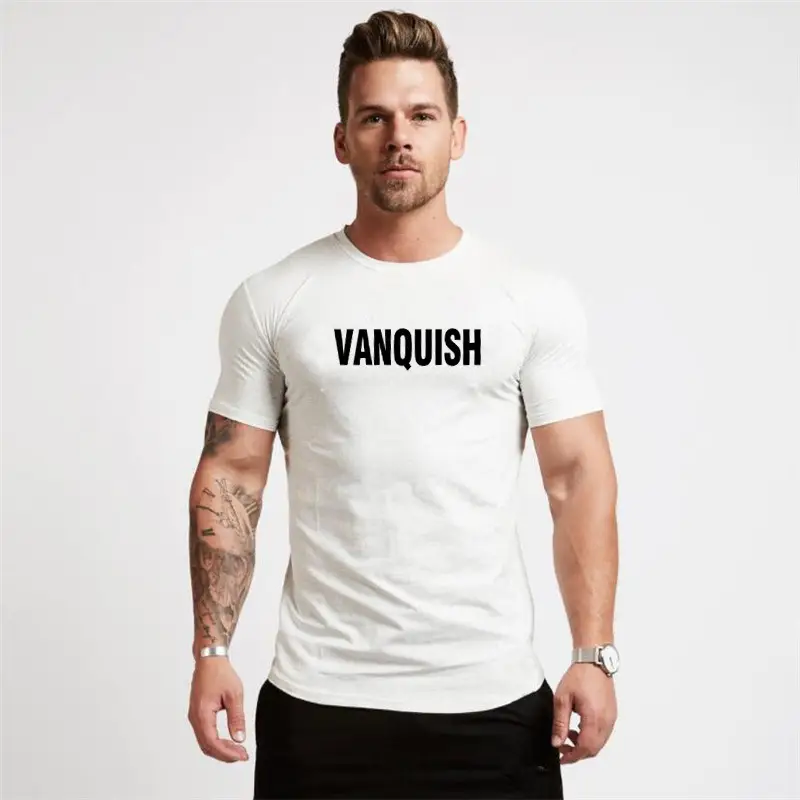 Summer Letter Print Cotton Round Neck Sports T-shirt