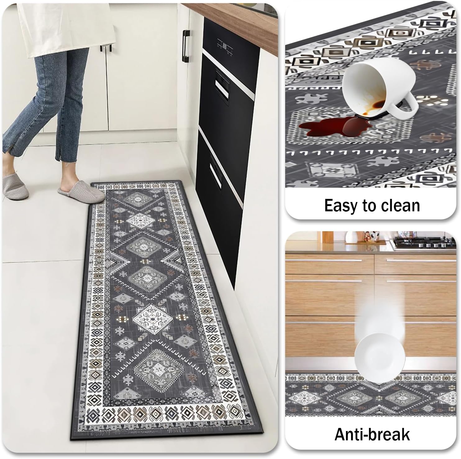 Boho Kitchen Rugs Sets 4 Piece With Runner Floral Kitchen Floor Mat Carpet Farmhouse Kitchen Rugs And Mats Non Skid Washable Runner Rug For Kitchen Floor Sink 3