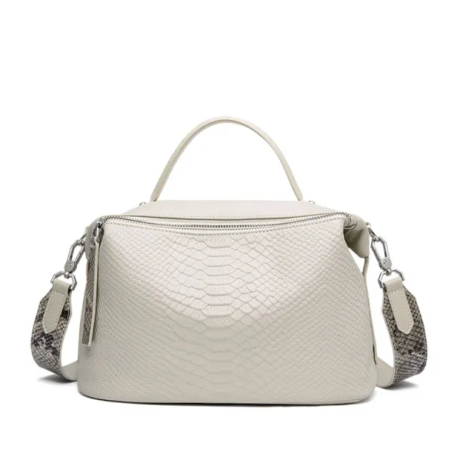 Cowhide Handbag Large Capacity Messenger Fashion White - Shop at LoveMi