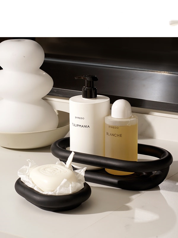 Roll Soap Box Bathroom Storage Basket Series Storage Tray Tray Storage Basket Black And White