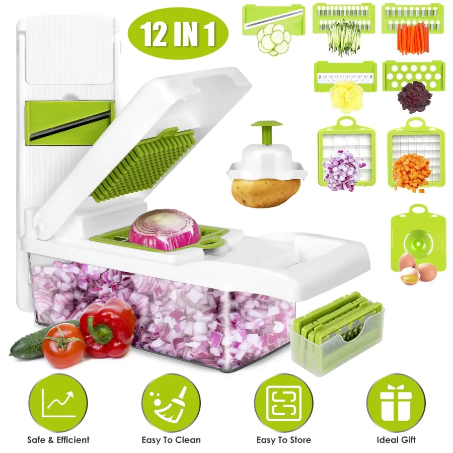 12 In 1 Vegetable Chopper With Container Kitchen Food