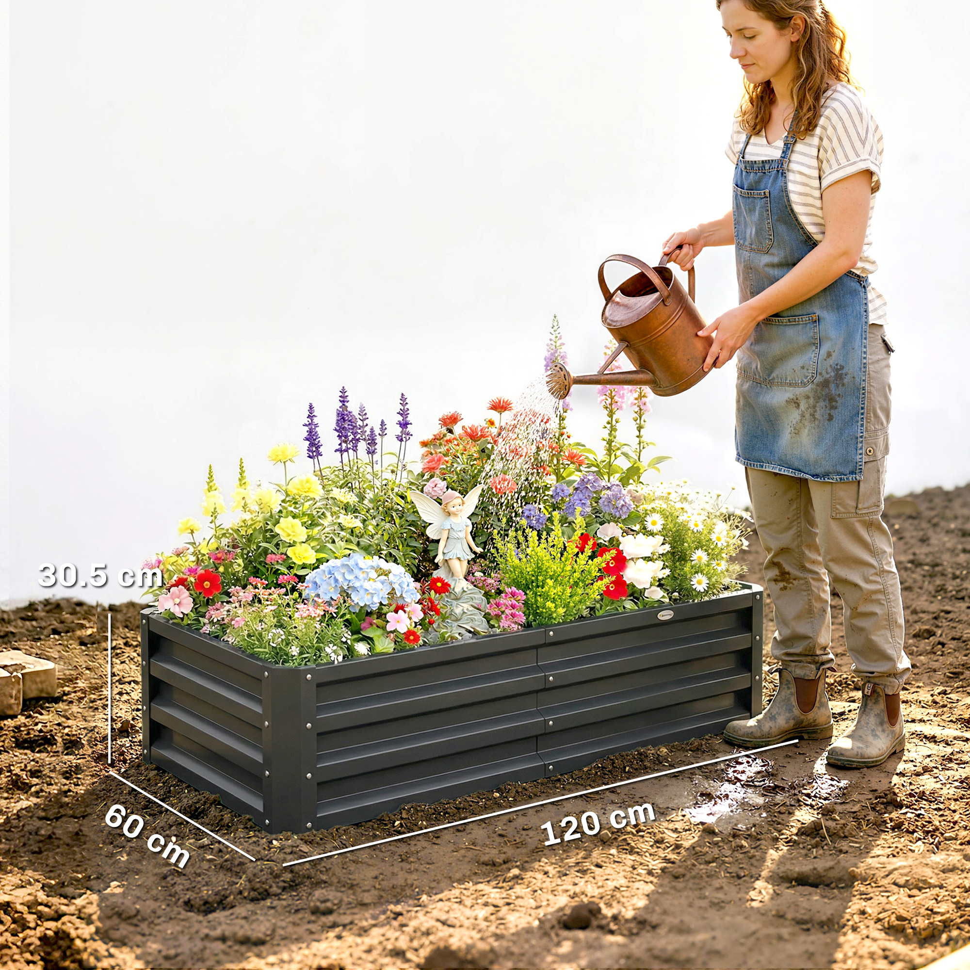 Garden Elevated Flower Beds, Galvanized Outdoor Planting Boxes, Suitable — image 8