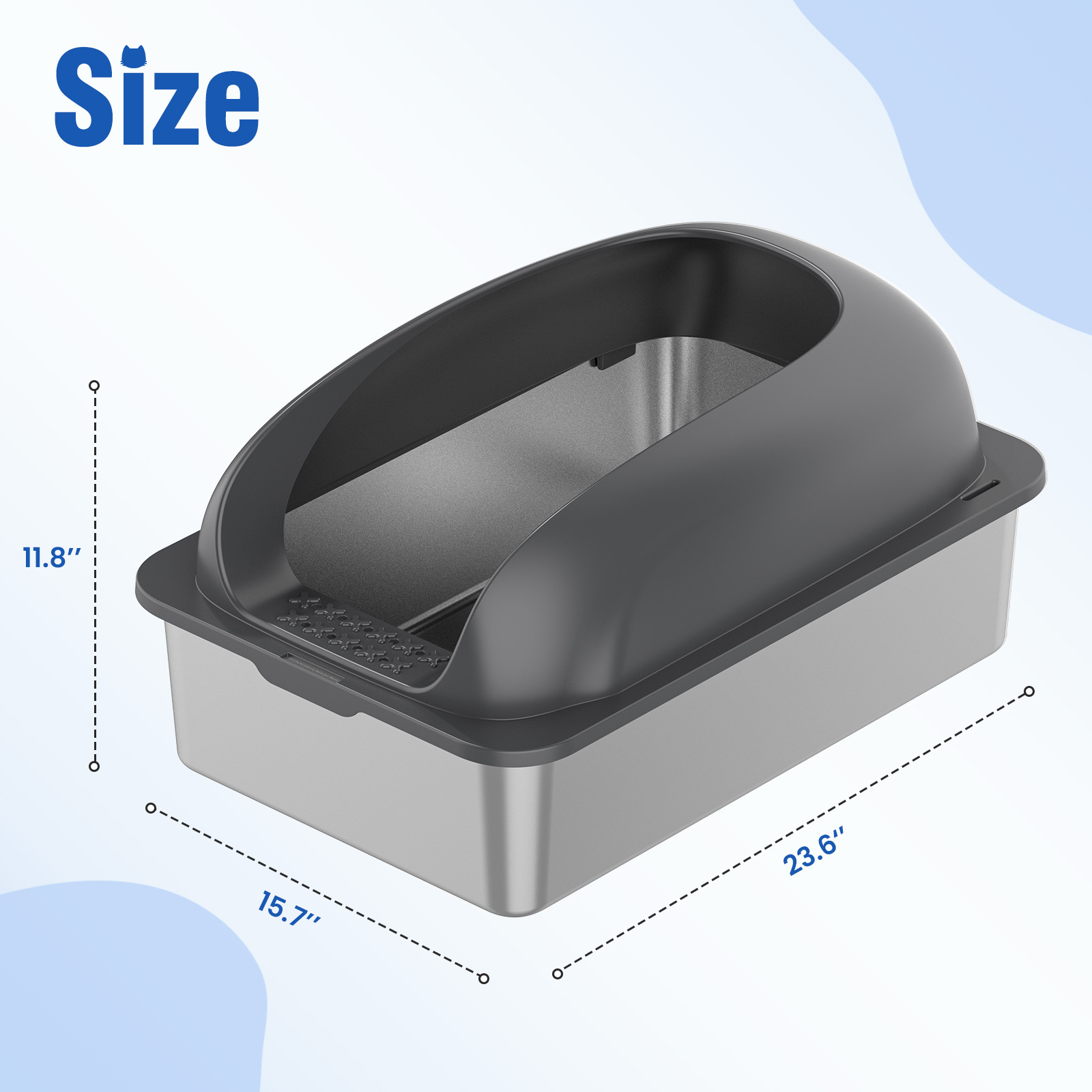 Stainless Steel Cat Litter Box With Lid, Large Cat Litter Box For Big Cats, Scoop And Mat Included image 32