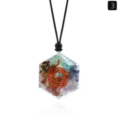 Natural Crystal Colourful Stone Resin Pendant - Six Star - View 1