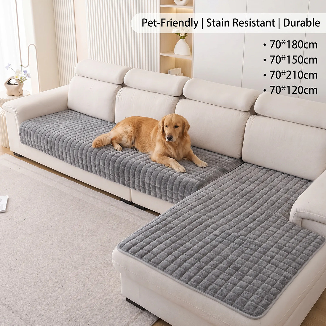 Paw Lounge Plush Pet Couch Cover, Thickened Ultra-Soft Non-Slip Sofa Protector
