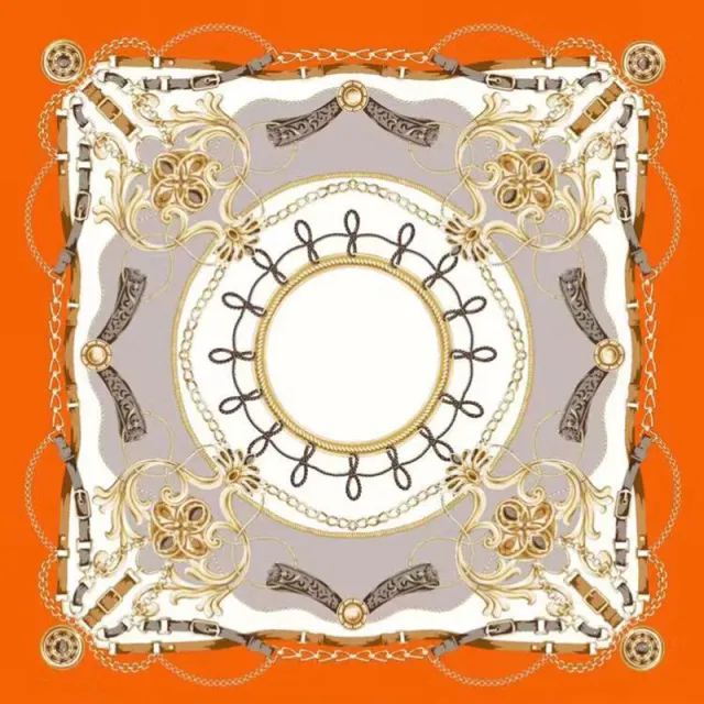 Silk Scarf European And American Printing Large Square Scarf Orange - Shop at LoveMi