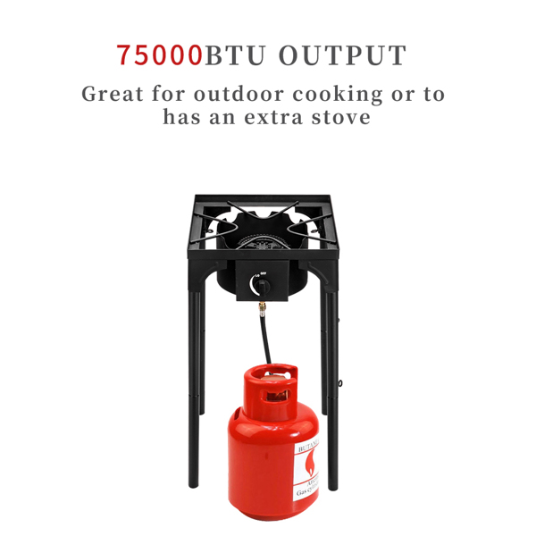 Outdoor Camp Stove High Pressure Propane Gas Cooker Portable Cast Iron Patio Cooking Burner Single Burner 75000-BTU — foto 8