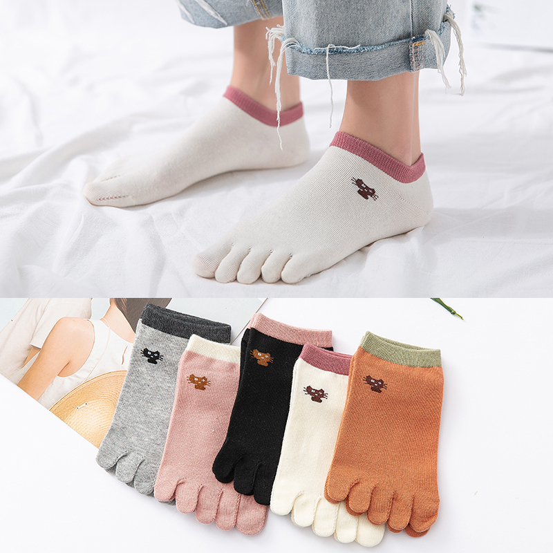 Title 14, Ladies mid-tube cotton five-finger socks