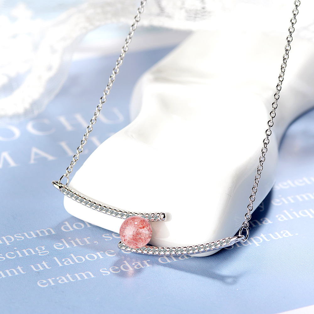 Simple Strawberry Crystal  Crystal With Peach Blossom Setting