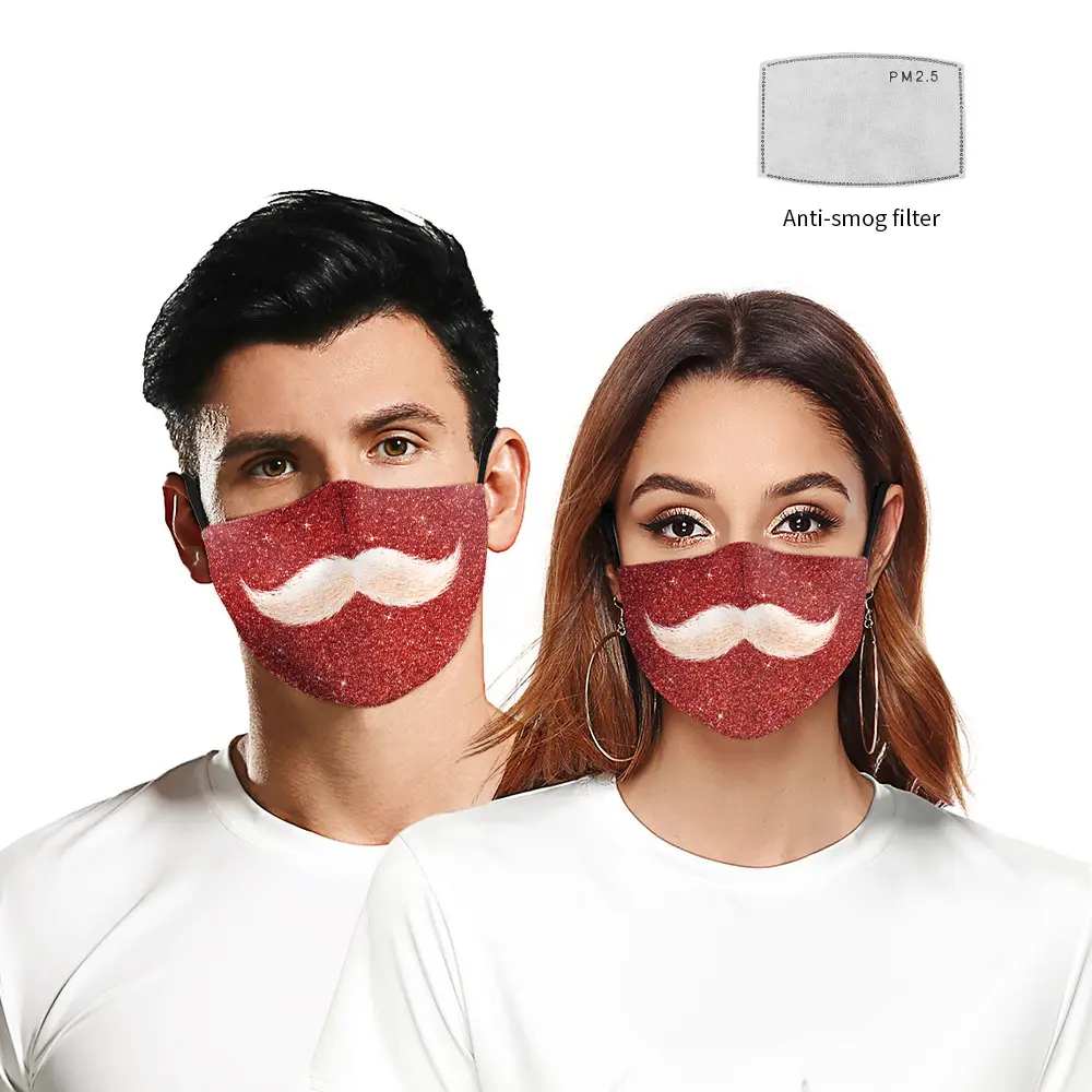 Christmas Beard Digital Printing Double Layer Dustproof