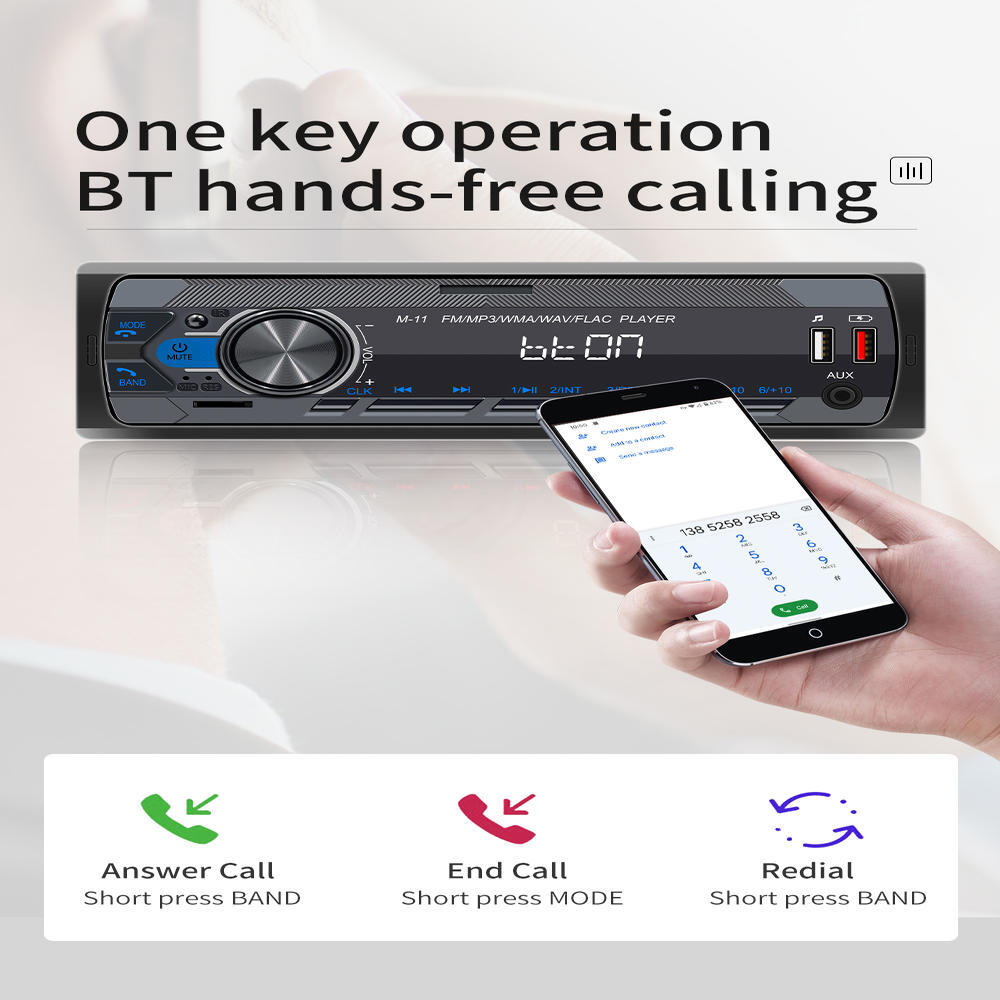 Single Din Car Stereo Radio Bluetooth MP3 Player In Dash Head Unit FM USB AUX SD 9