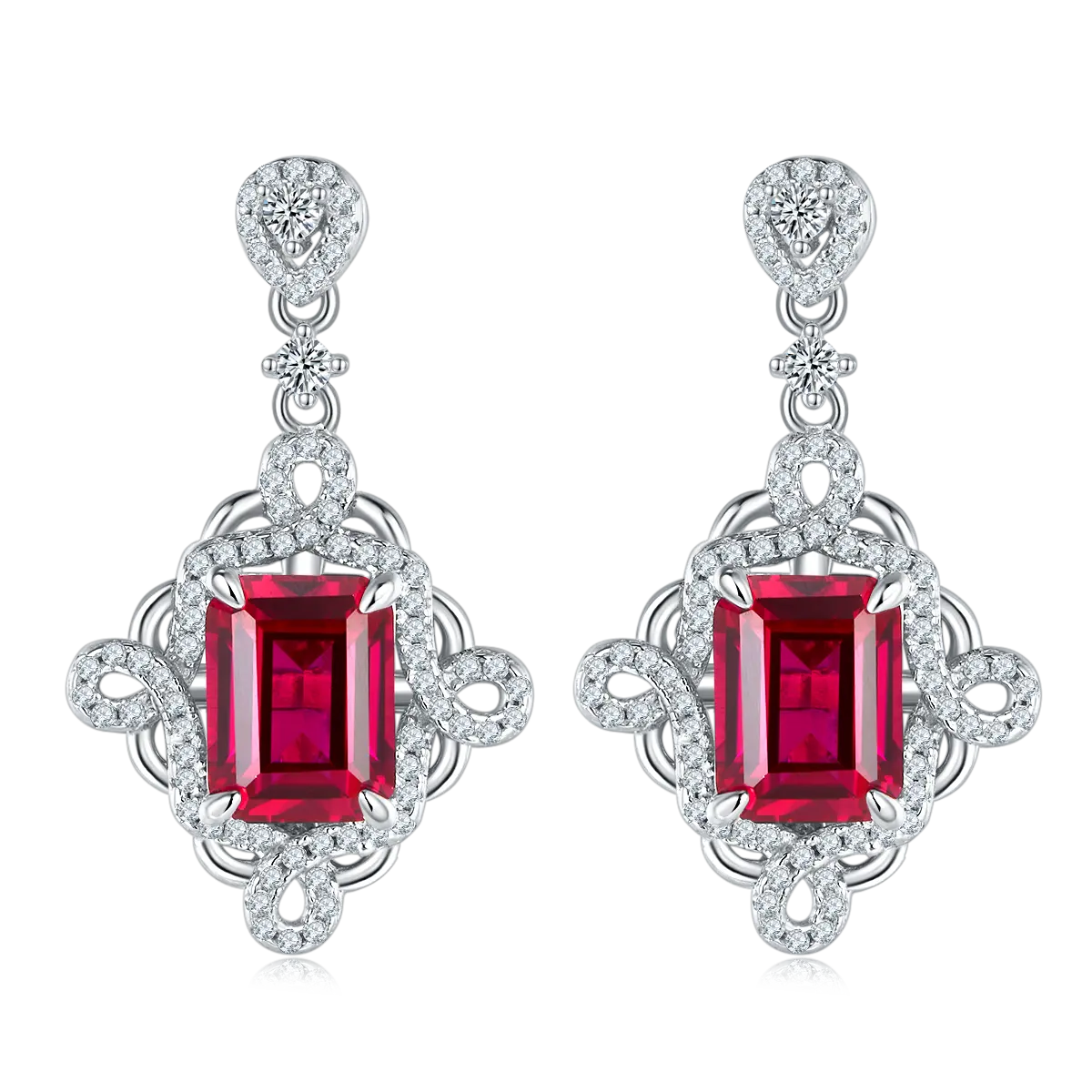 S925 Silver 4.4g Platinum Plated Lab-Created Ruby