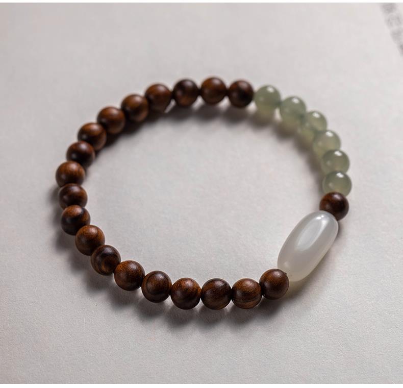 Title 6, Pulseira de jade Hetian Nanmu para homens e mul...