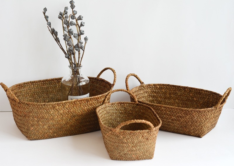 Seagrass woven table top coffee table living room storage