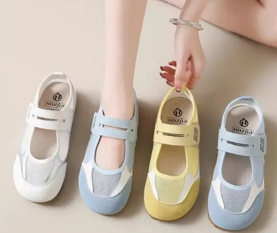 2026 New Summer Flat Academy Style Casual Shoes, Hook & Loop Korean Low Cut Outdoor Girls Flats