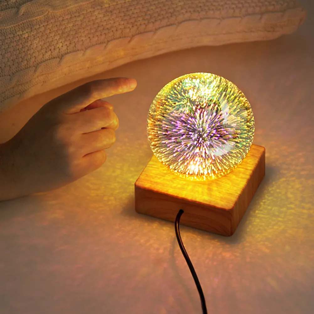 USB 3D Firework Crystals Ball Night Light Plug In Romantic Star LED Night Light Christmas Lights Christmas Home Decorations – image 5