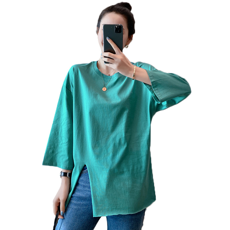 Title 5, Pure Cotton White Long-sleeved T-shirt Women Lo...