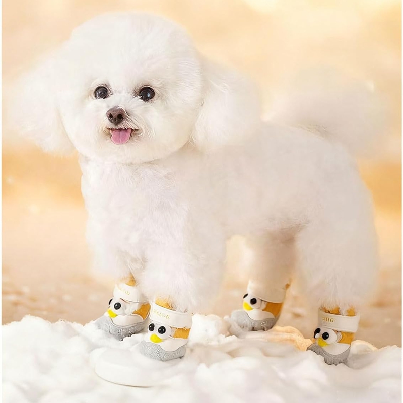 Autumn And Winter Dog Shoes, Thick And Warm Big-eyed Cotton Shoes, Anti-slip And Wear-resistant Teddy Pet Shoes For Winter Outings