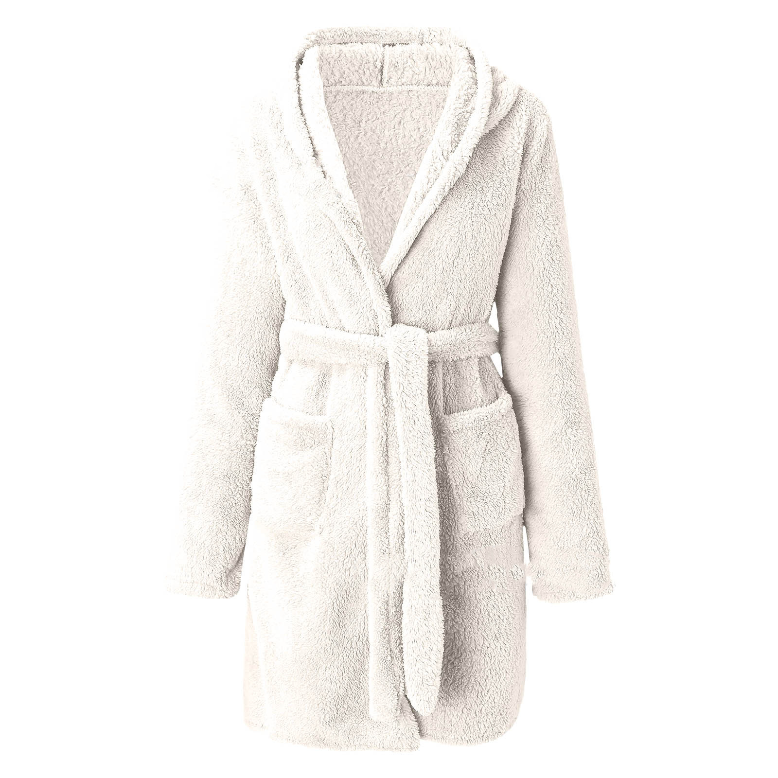 Title 3, Solid Colour Hooded Home Warm Bathrobe For Women