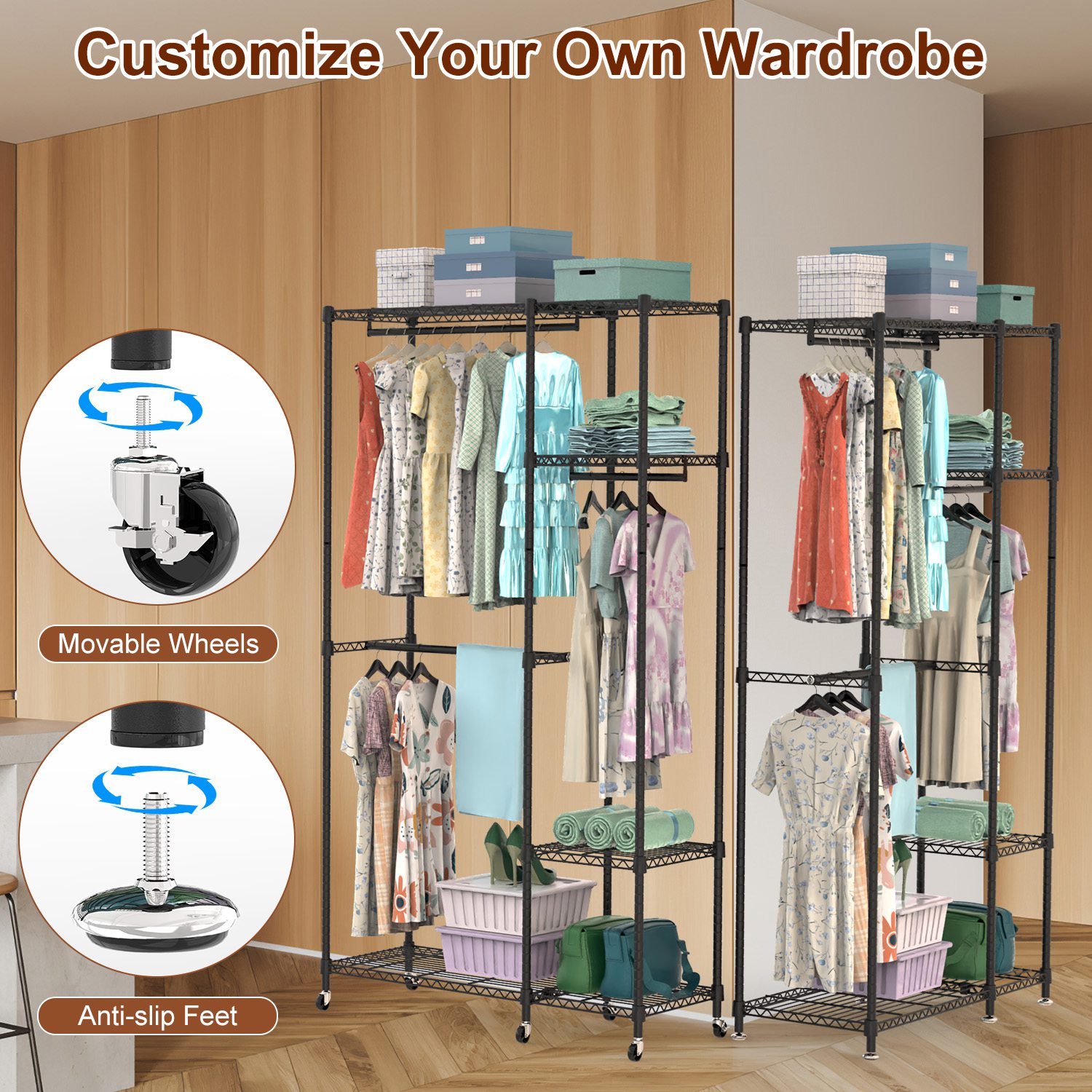 4 Tier Rolling Garment Rack, picture 3 of 4
