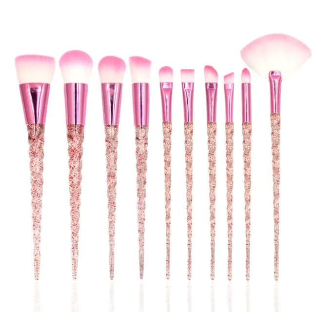 Makeup Brush Transparent Glitter Spiral Pattern Pink - Shop at LoveMi