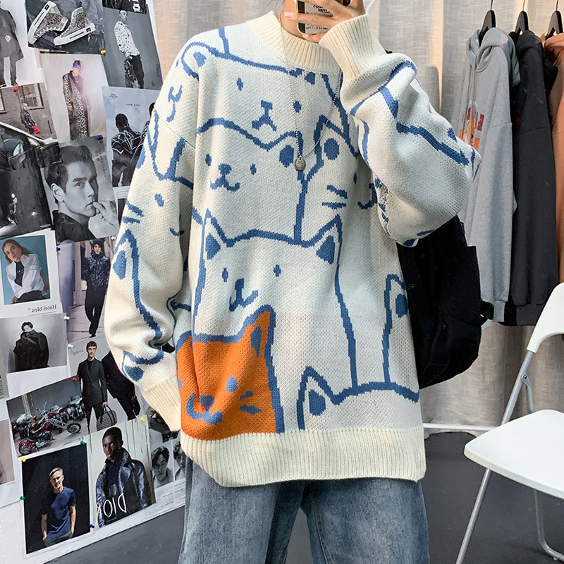 Hong Kong Style Kitty Print Knit Sweater