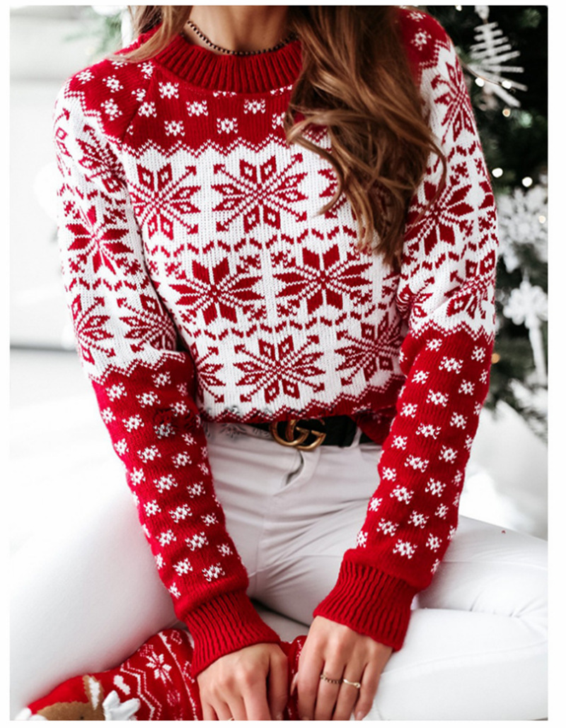 Knitted Loose Christmas Long-sleeved Round Neck Sweater