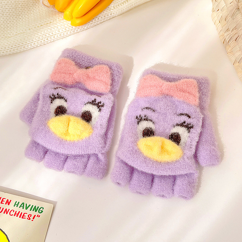 Thicken Five Finger Flip Mittens Baby Gloves For Autumn And Winter