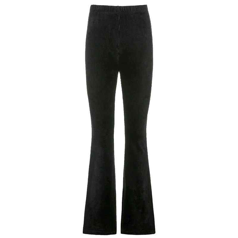 Pure Color Stretch Corduroy Micro Trousers Women's Casual Pants