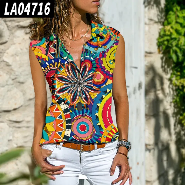 Fashionable Bohemian Loose Women's Sleeveless Shirt 8 Style S - Shop at LoveMi