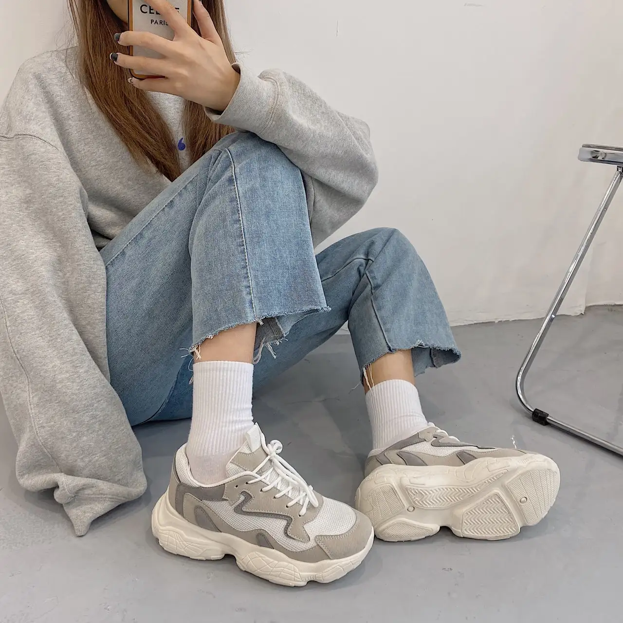 All-match Xiaobai Fried Street Daddy Women's Breathable Thin Net Shoes