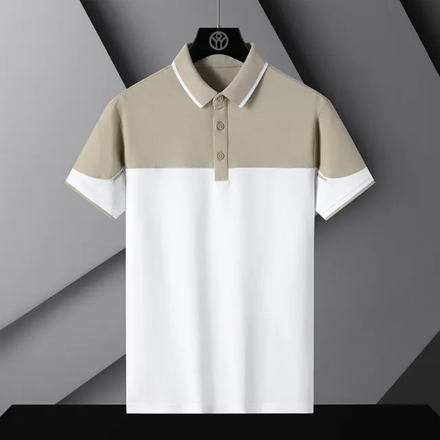 Polo Shirt Stitching Embroidered Ice Breathable Lapel T Shirt White - Shop at LoveMi