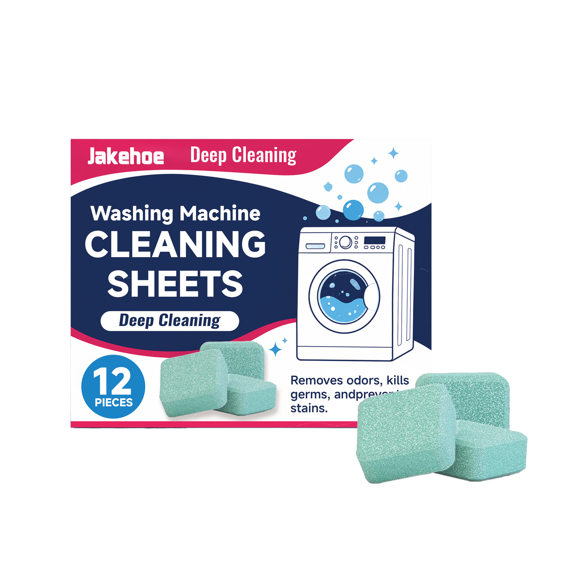 JAKEHOE Washing Machine Cleaner Sheets Cleans Household Washing Machine Drums, Removes Scale And Dirt, Leaves A Pleasant Fragrance, And Provides Convenient Cleaning.
