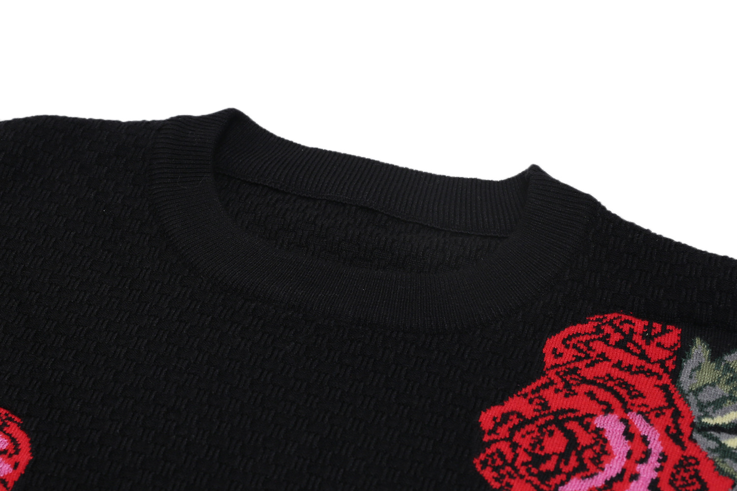 Title 2, T-Shirt Black Big Rose Side Split Lace Up Sweat...