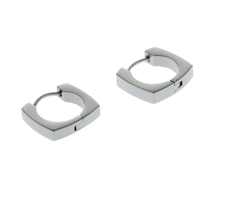 Title 6, Square Earrings Made of Versatile Titanium Stee...