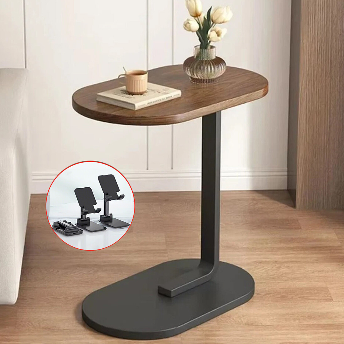 C-Shaped Compact Sofa Side End Table Coffee Laptop Living Room Bedroom UK — image 2